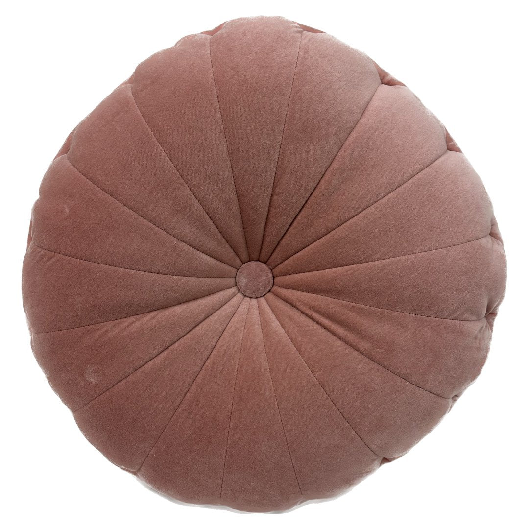 Blush Pink Velvet Pillow with Tufted Sides - HER Home Design Boutique